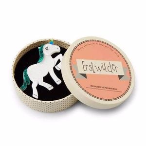 RARE Erstwilder Brooch Ula the Unicorn - Green NIB